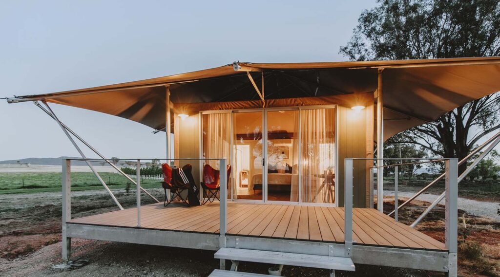 sunrise eco tent glamping mudgee accommodation nsw luxury