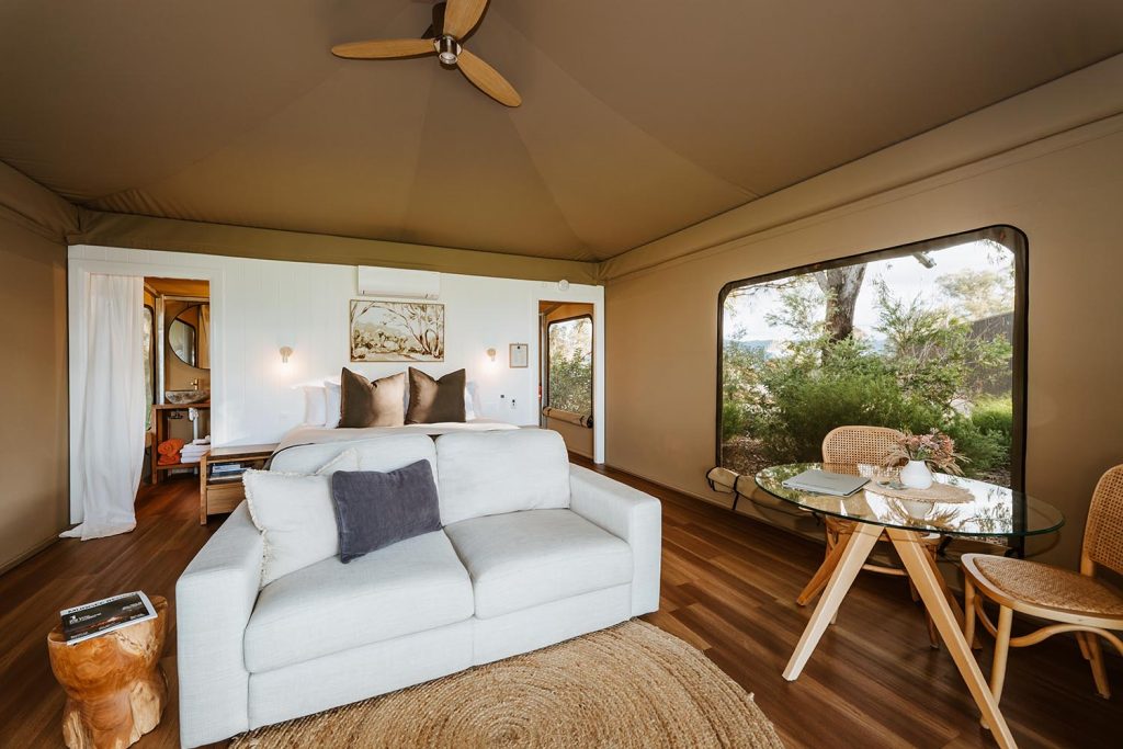 glamping tent inside